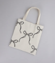 Take A Bow Print Canvas Tote Bag