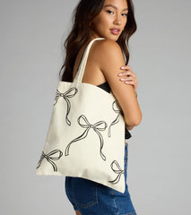 Take A Bow Print Canvas Tote Bag