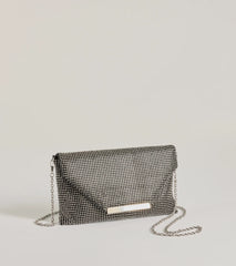 Luxe Shimmer Iridescent Rhinestone Envelope Clutch
