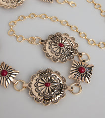 Western Bloom Stone Concho Chain Belt