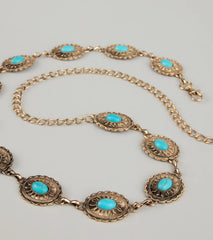 Festival Flair Turquoise Concho Chain Belt