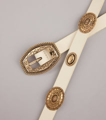 Western Charm Concho Faux Leather Belt