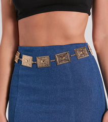 Riding Solo Rectangle Concho Chain Belt
