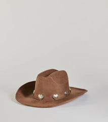 Western Heart Faux Suede Cowboy Hat