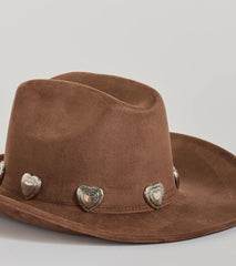 Western Heart Faux Suede Cowboy Hat