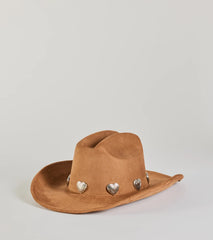 Western Heart Faux Suede Cowboy Hat