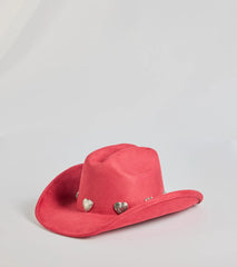 Western Heart Faux Suede Cowboy Hat