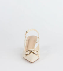 Summer Fave Linen Slingback Stiletto Pumps