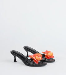 Vacay Ready Flower Strap Stiletto Mules