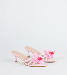 Vacay Ready Flower Strap Stiletto Mules