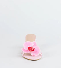 Vacay Ready Flower Strap Stiletto Mules