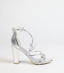 Whimsically Chic Butterfly Rhinestone Block Heels