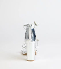 Whimsically Chic Butterfly Rhinestone Block Heels