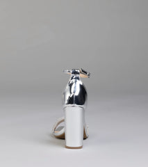 Bling On The Sparkle Rhinestone Metallic Block Heels