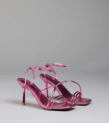 Edgy Elegance Metallic Strappy Stiletto Heels