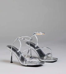 Edgy Elegance Metallic Strappy Stiletto Heels