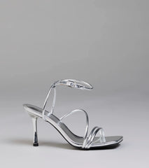Edgy Elegance Metallic Strappy Stiletto Heels