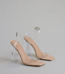 Clearly Chic Square Toe Block Heels