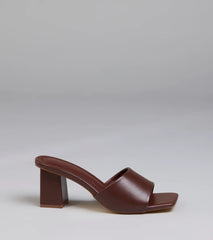 Chic Flair Square Toe Block Heel Mules