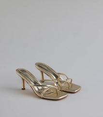 Out And About Strappy Thong Stiletto Mules