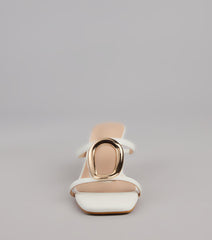 Sassy Sleek Square Toe Kitten Heels