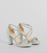 Gloss Up Glitter Rhinestone Platform Block Heels