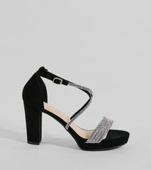 Gloss Up Glitter Rhinestone Platform Block Heels