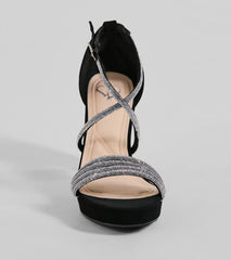 Gloss Up Glitter Rhinestone Platform Block Heels