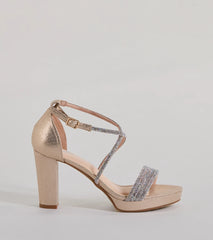 Gloss Up Glitter Rhinestone Platform Block Heels