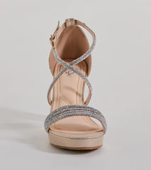 Gloss Up Glitter Rhinestone Platform Block Heels