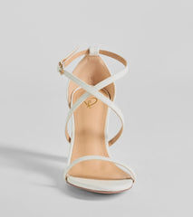 Dazzling Chic Strappy Faux Leather Block Heels