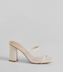 Desk To Dates Mesh Faux Leather Block Heels