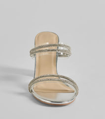 All The Glam Rhinestone Clear Strap Block Heels