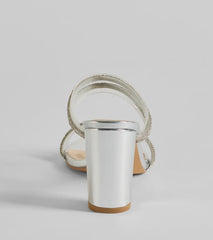 All The Glam Rhinestone Clear Strap Block Heels