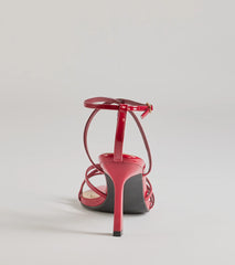 Chic Patent Faux Leather Strappy Stiletto Heels