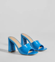 Chicest Babe Croc Faux Leather Block Heels