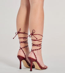 Endless Glam Laced-Up Rhinestone Stiletto Heels