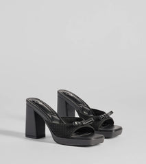 Cute Vibes Bow Platform Knit Mules