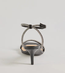 Chic Glamour Rhinestone Strappy Stiletto Kitten Heels