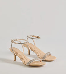 Chic Glamour Rhinestone Strappy Stiletto Kitten Heels