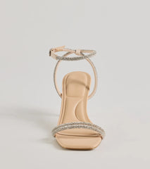 Chic Glamour Rhinestone Strappy Stiletto Kitten Heels