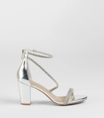 Love To Sparkle Rhinestone Strap Block Heels