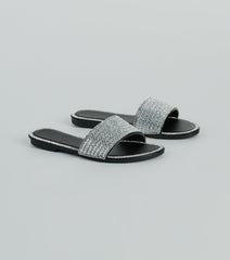 Casual Glitz Rhinestone Strap Faux Leather Sandals