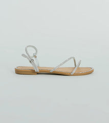 Glamour Steps Rhinestone Strappy Flat Sandals