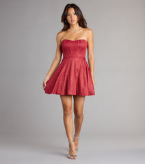 Taryn Glitter Corset Lace-Up Skater Dress