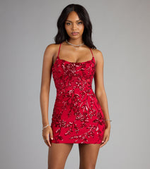 Camila Sequin Lace-Up Bodycon Mini Dress