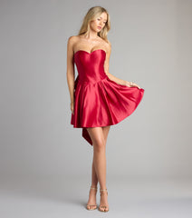 Lille Bow Back Satin Strapless Skater Dress