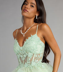 Viviana Floral Embroidered Corset Ruffled Skater Dress