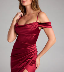 Selena Satin Cold Shoulder Corset Formal Dress