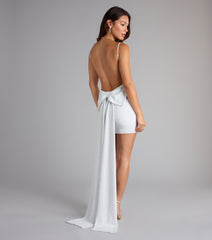 Toni Glitter Open Back Bow Mini Dress